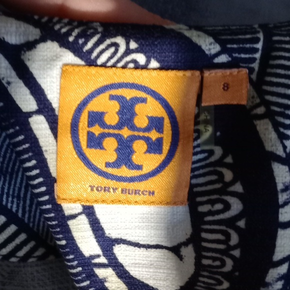 Like new Tory Burch blue and white abstract print tunic dress size 8 - Picture 6 of 11